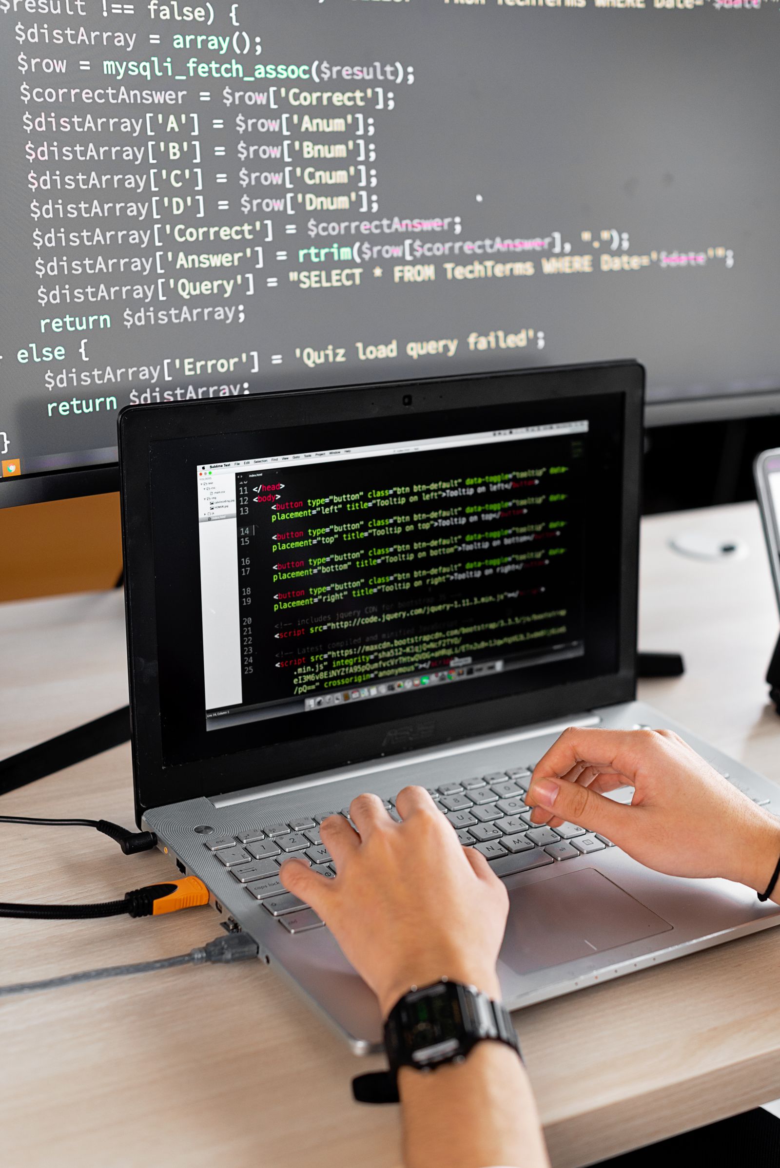 Developer building a custom website